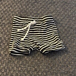 Black and White Striped Kids Shorts